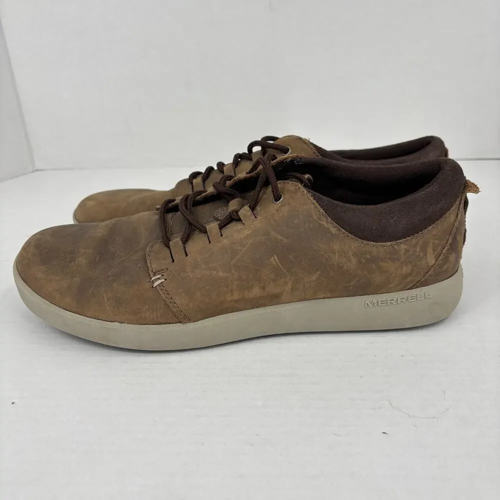 Merrell Freewheel Oxford Lace Up Sneaker Mens Size 11.5 Brown Distressed Leather